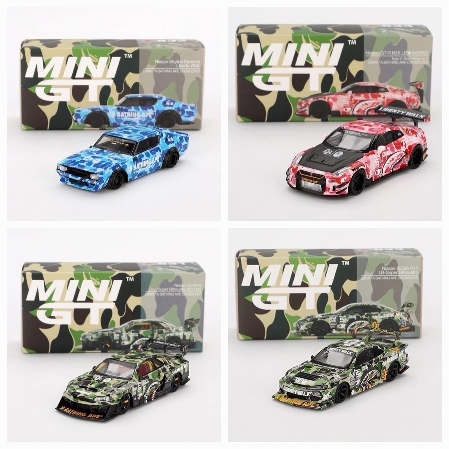 BAPE® X LIBERTY WALK® x MINI GT 1/64 NISSAN 4pcs set. Collaboration Modelcar will be on presale at Wired Music Festival 2024. LIMITED 100 sets. General release Tokyo Autosalon 2025. Wired music - ミニカー BAPE® X LIBERTY WALK® x MINI GT 1/64 NISSAN 4pcs set. Collaboration Modelcar will be on presale at Wired Music Festival 2024. LIMITED 100 sets. General release Tokyo Autosalon 2025. Wired music - ミニカー