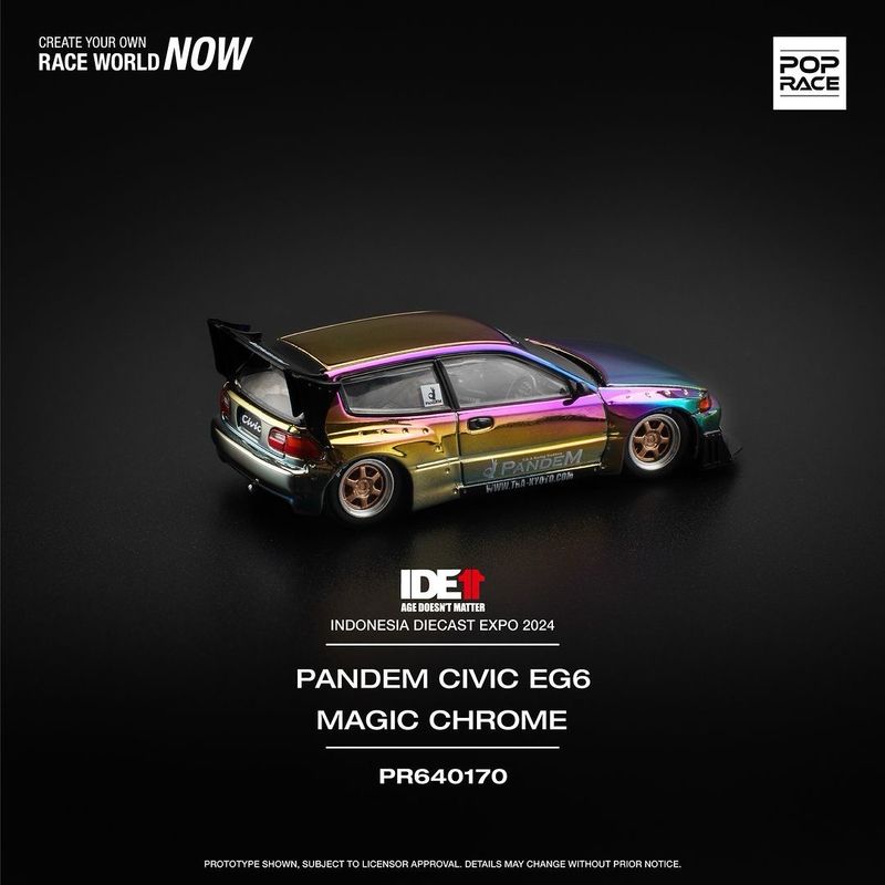 2024 Indonesia Diecast Expo POP RACE Pandem Civic EG6 Magic Chrome (PR64-170)