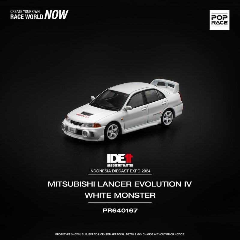 2024 Indonesia Diecast Expo POP RACE Mitsubishi Lancer Evolution White Monster (PR64-167)