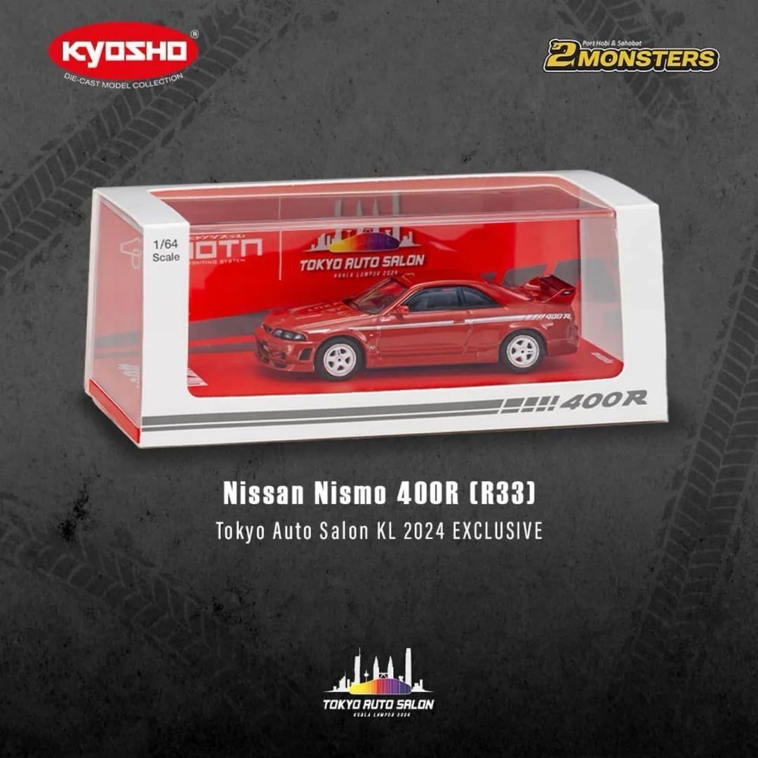 KYOSHO Nissan Nismo 400R (R33) Red Exclusive MOTN Light Feature with Exclusive Pin | 2024 TAS Tokyo Autosalon KL