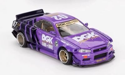 ミニカー kaido house x DGK skyline GT-R KHMG140 Nissan Skyline GT-R (R34) Kaido House x DGK Purple Mini GT