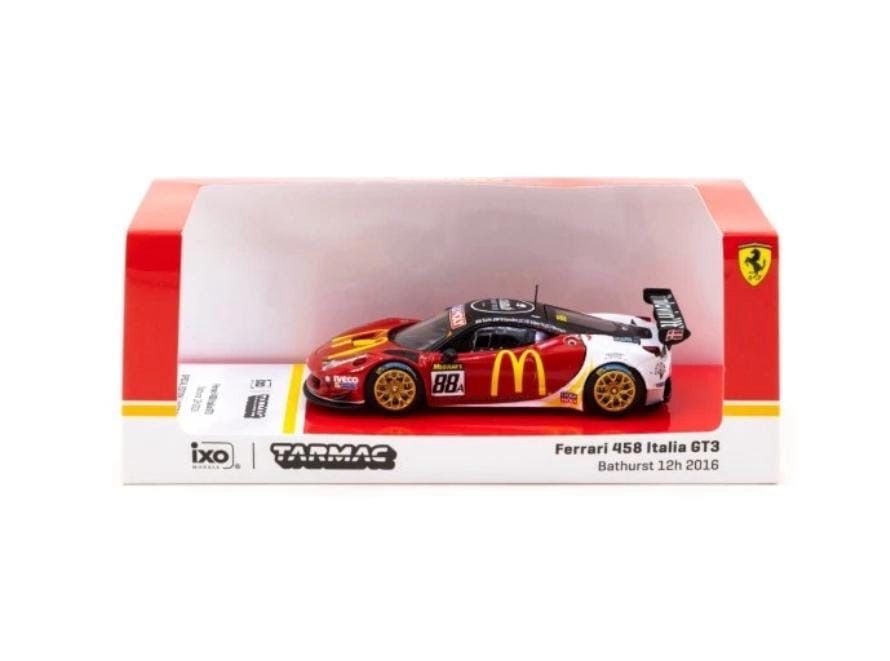 [PREORDER] Tarmac Works x ixo Ferrari 458 Italia GT3 Bathurst 12h 2016 McDonald’s Livery | 2023 IDE Exclusive