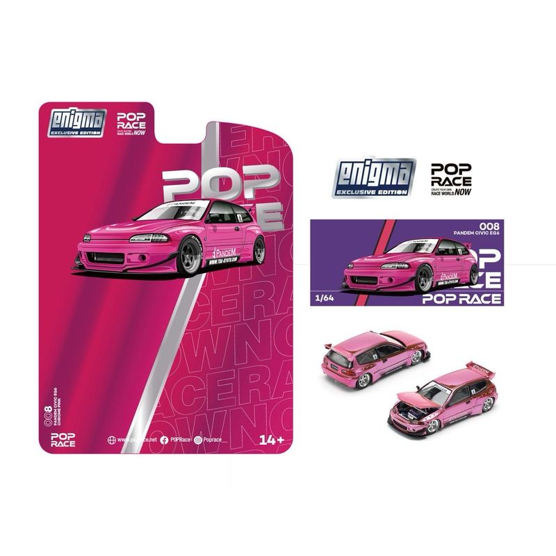 POP RACE Pandem Civic EG6 Pink Blister Chase | ENIGMA Exclusive (PR64-0008)