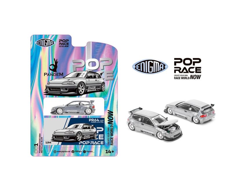 Image 180: POP RACE Pandem Civic EG6 V1.5 Metallic Blue Enigma Exclusive (001) | Blister Chase
