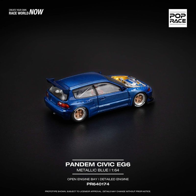 POP RACE Pandem Civic EG6 Metallic Blue (PR64-174)