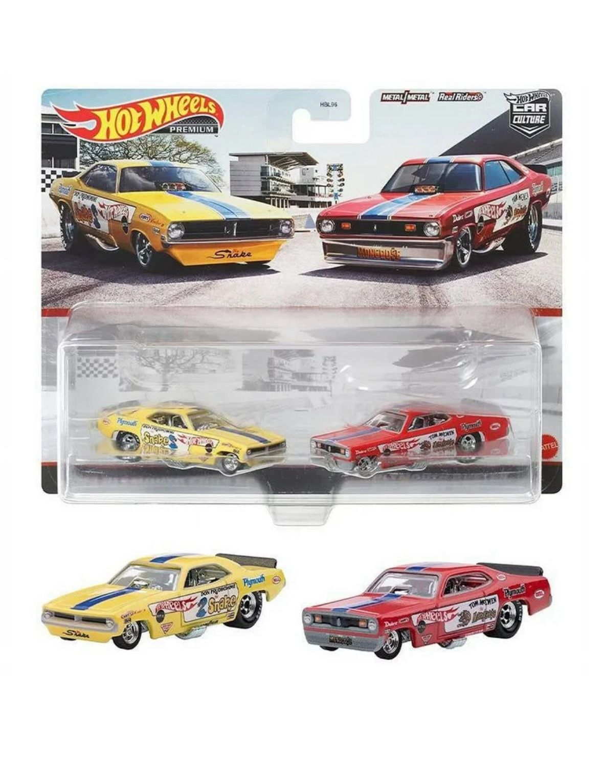 Hot Wheels Premium Car Culture Twin Pack &#39;72 Plymouth Cuda FC &quot;The Snake&quot; &amp; Plymouth Duster Funny Car &quot;The Mongoose