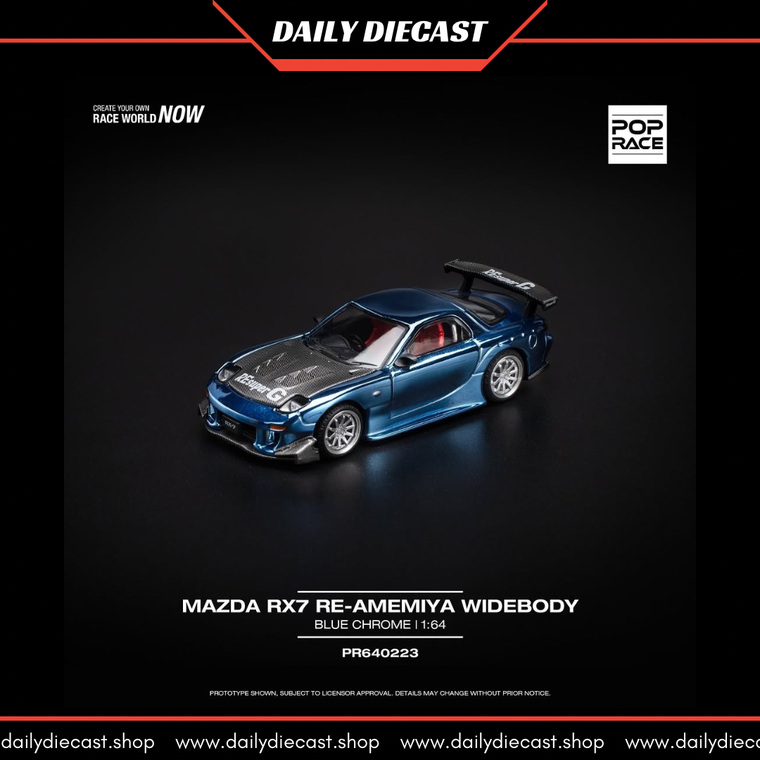 POP RACE Mazda RX7 RE-AMEMIYA Widebody Blue Chrome (PR64-223) POP RACE Mazda RX7 RE-AMEMIYA Widebody Blue Chrome (PR64-223)