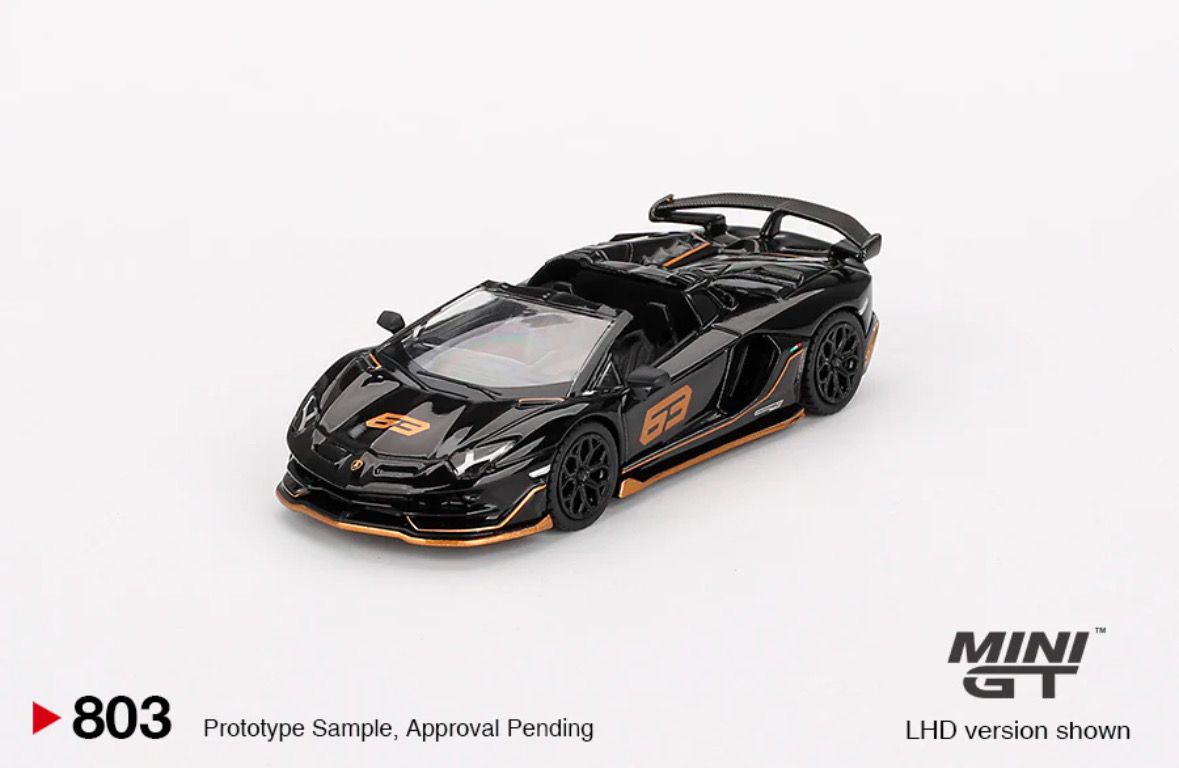 #803 MINIGT Lamborghini Aventador SVJ #63 Roadster Nero Aldebaran