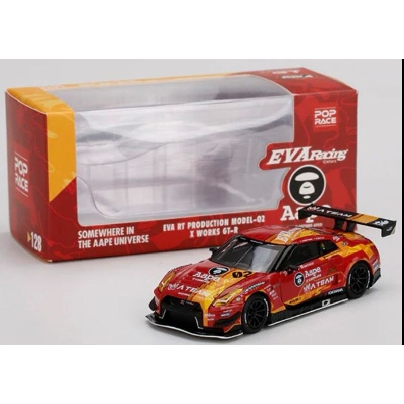 #128 MINI GT x POP RACE EVA RT Production Model-02 X Works GT-R Bathing Aape/Eva Racing