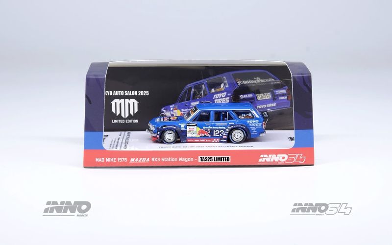 [PREORDER] INNO64 Mad Mike 1976 Mazda RX3 Station Wagon 2025 TAS Tokyo Auto Salon Exclusive