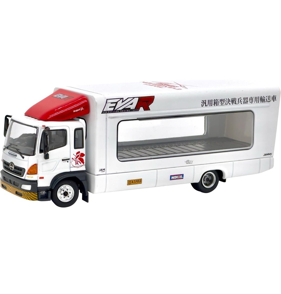 POP RACE x TINY 1/64 EVA RACING TRANSPORTER HINO 500 TRUCK White