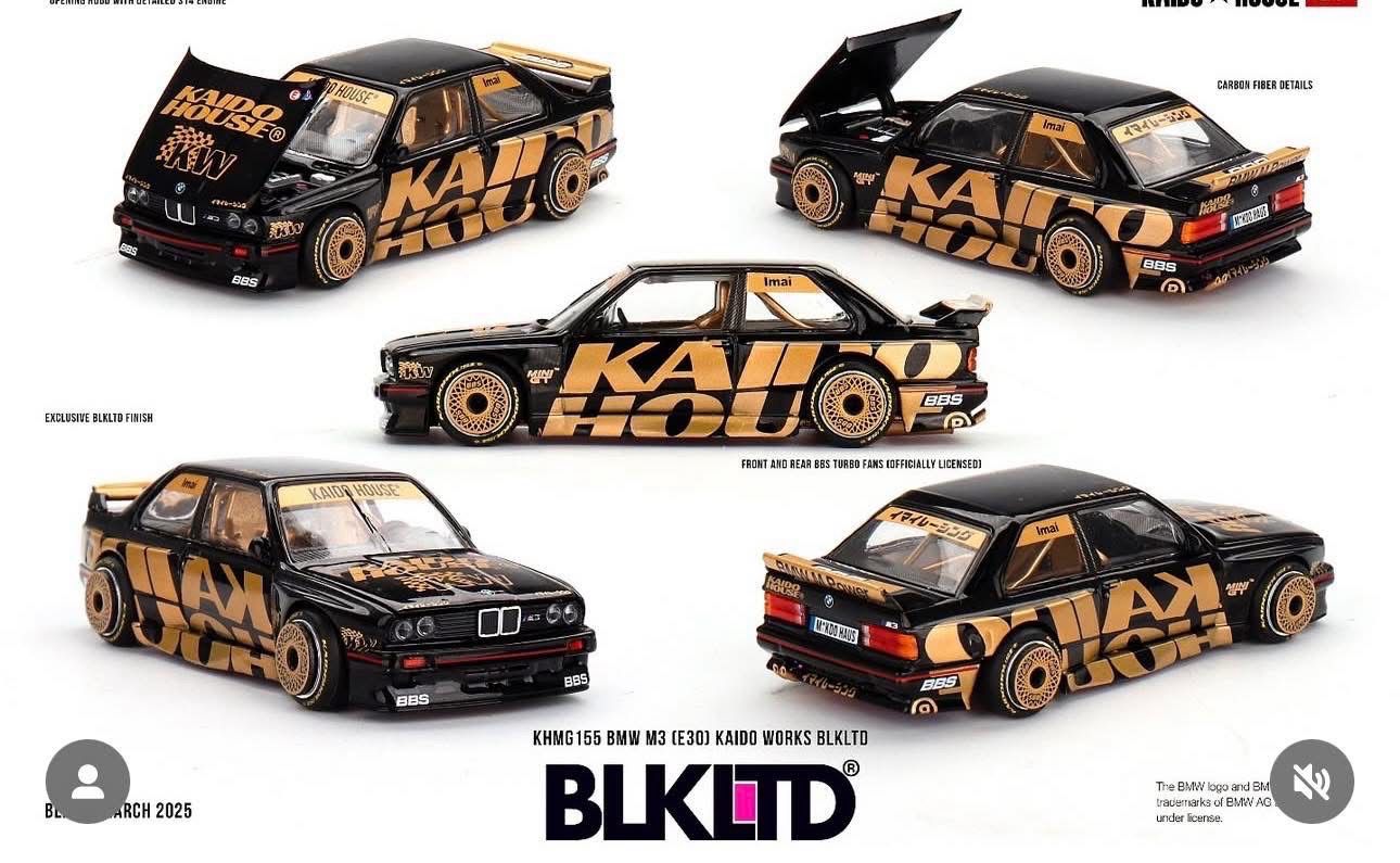 [PREORDER] KAIDOHOUSE BMW M3 (E30) KAIDO WORKS BLK LTD (KHMG155) | With Pin &amp; Coval Case