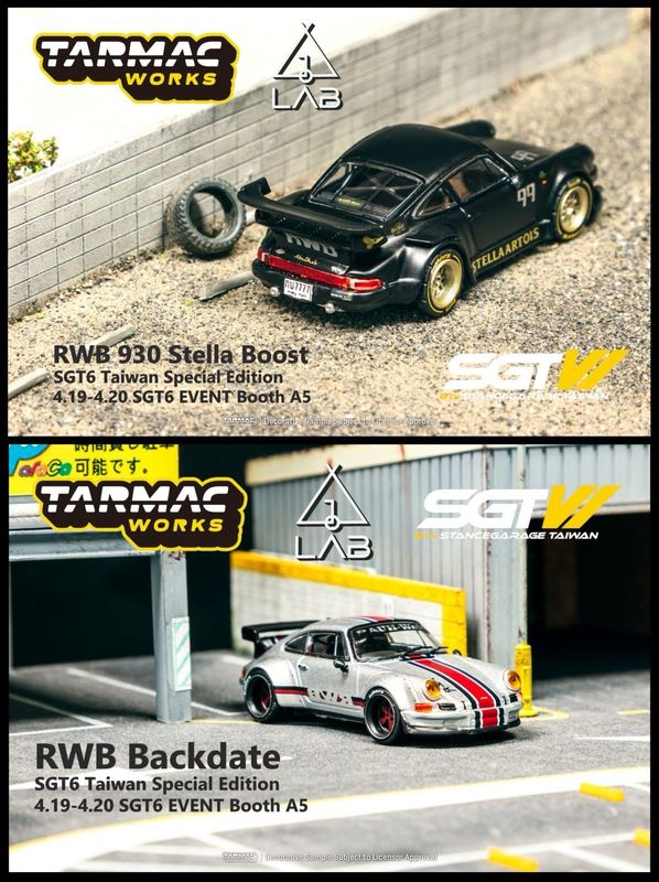 [PREORDER] Tarmac Works SGTW Porsche RWB 930 Stella Boost &amp; RWB Backdate Set | 2025 SGTW Stance Garage Taiwan