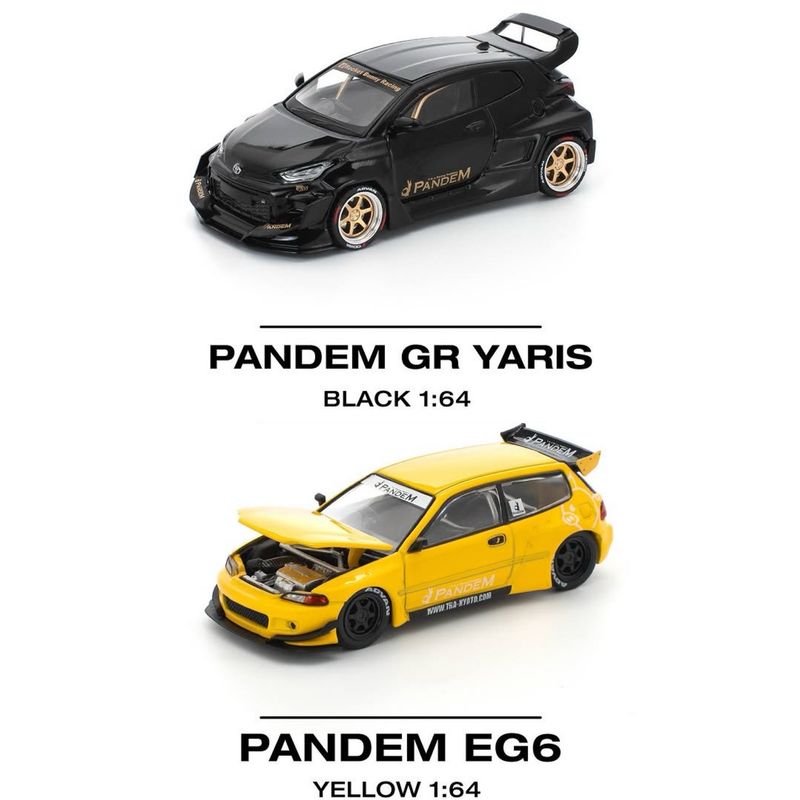POP RACE Pandem GR Yaris Deep Black (PR64-247) + Pandem EG6 Yellow (PR64-243) Set | 2025 Manila International Auto Show