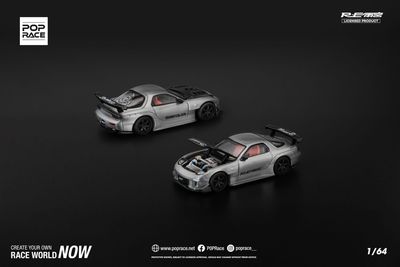 POPRACE PR64-275 MAZDA RX7 RE雨宮 POPRACE LIMITED 1/64 MAZDA RX7 RE-AMEMIYA WIDEBODY SILVER