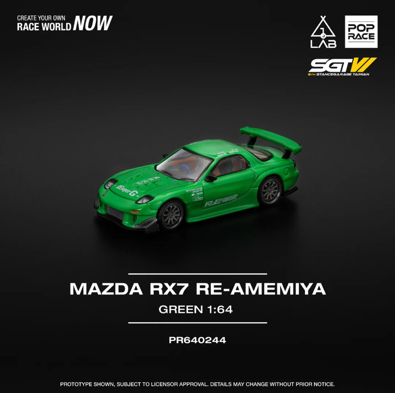 POP RACE x GL LAB Western Customz Mazda RX-7 RE-AMEMIYA Green (PR64-244) | 2025 SGTW Stance Garage Taiwan