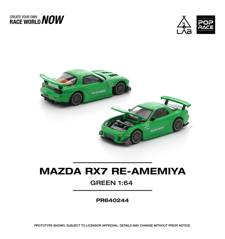 POP RACE x GL LAB Western Customz Mazda RX-7 RE-AMEMIYA Green (PR64-244) | 2025 SGTW Stance Garage Taiwan