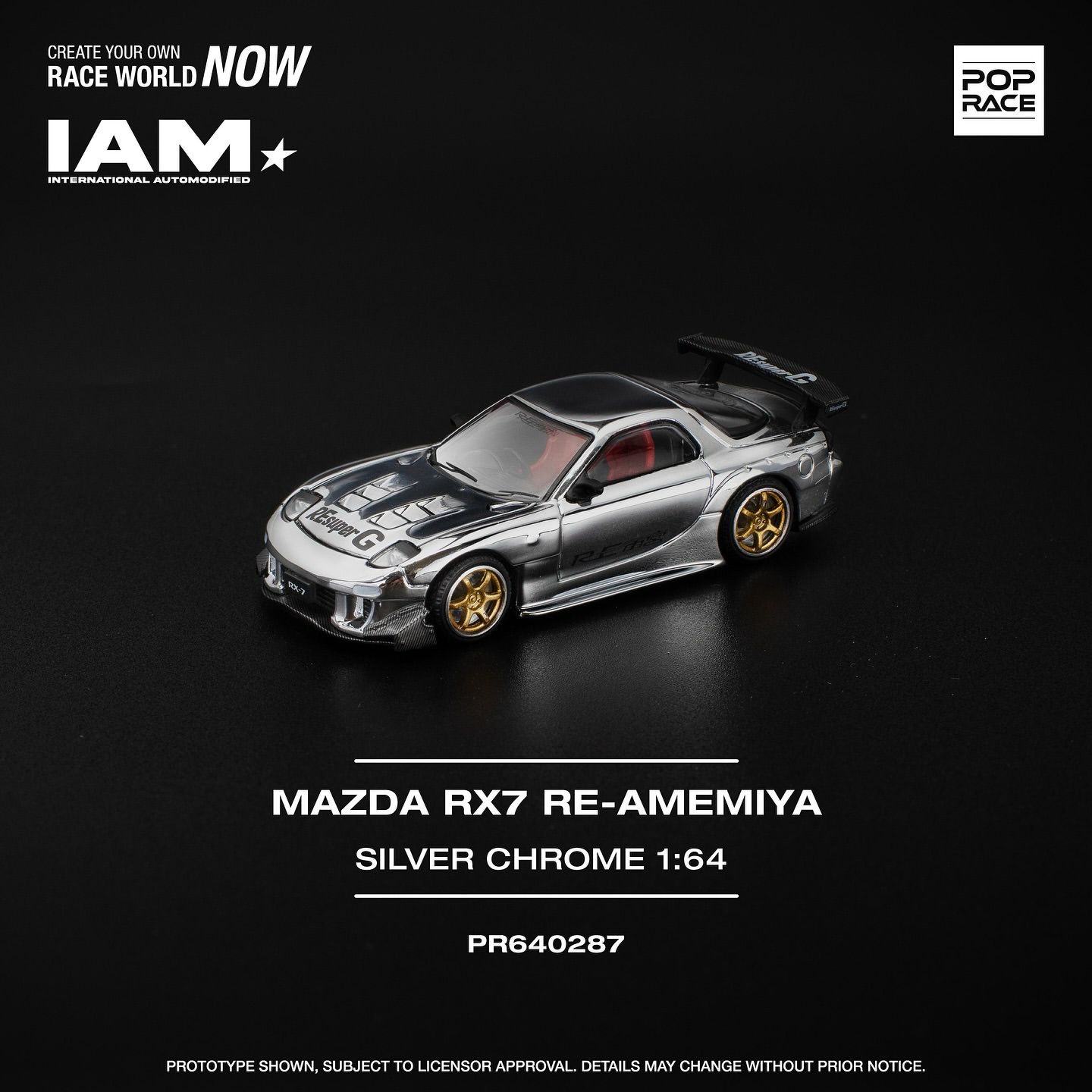 [PREORDER] POP RACE Mazda RX7 RE-AMEMIYA Silver Chrome (PR64-287) | 2025 IAM INDONESIA