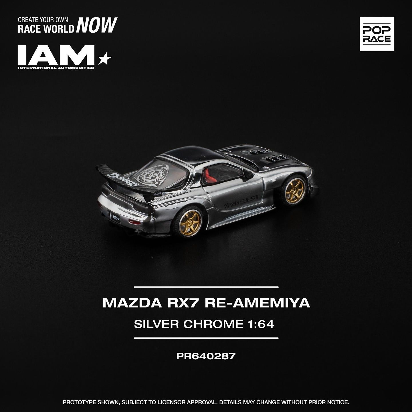 POPRACE LIMITED 1/64 MAZDA RX7 RE-AMEMIYA WIDEBODY SILVER