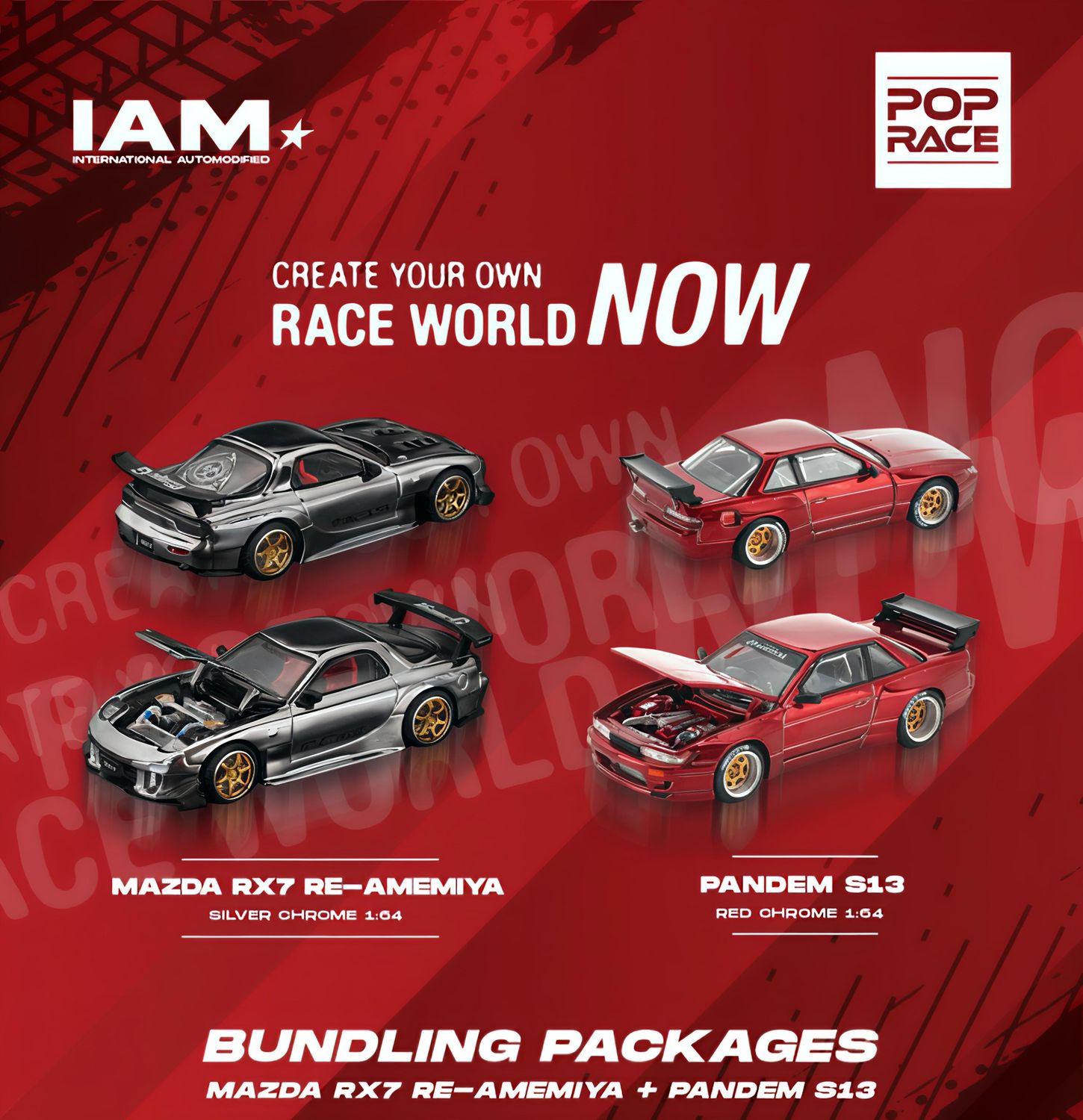 POP RACE Mazda RX7 RE-AMEMIYA Silver Chrome &amp; Pandem S13 Red Chrome Set | 2025 IAM INDONESIA