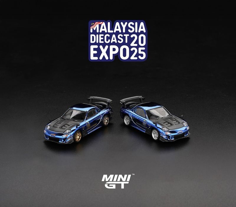 #1020 MINI GT Mazda RX-7 RE-AMEMIYA Chrome Blue | 2025 Malaysia Diecast Expo MDX Regular