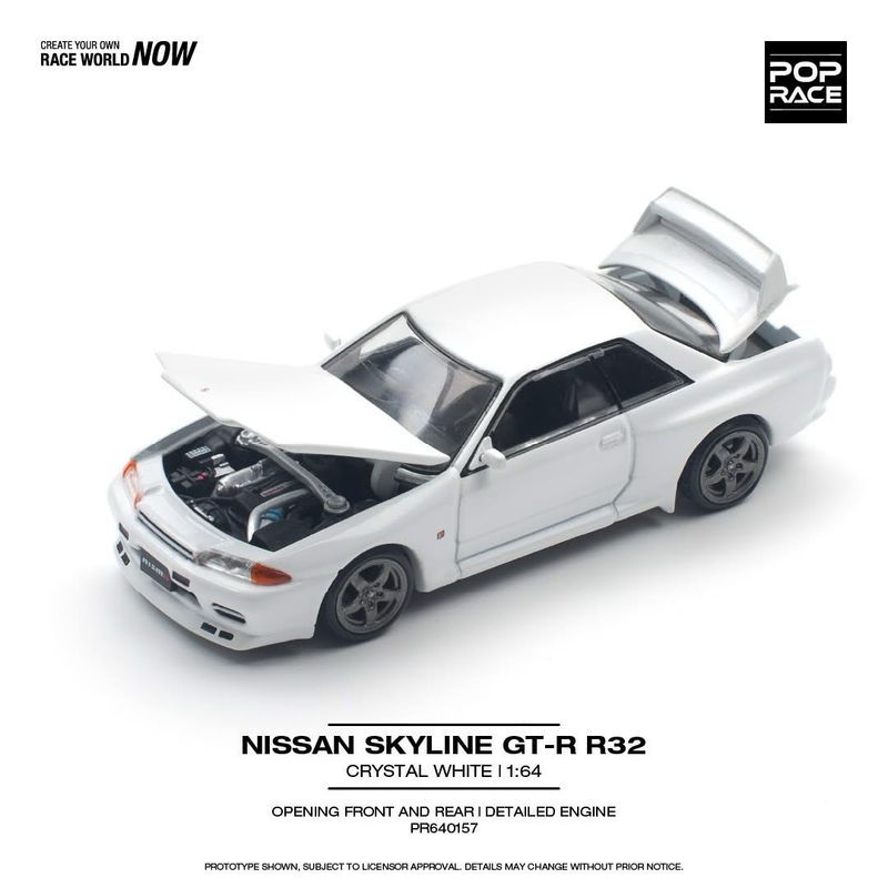 POP RACE Nissan Skyline GT-R R32 Crystal White (PR64-157)