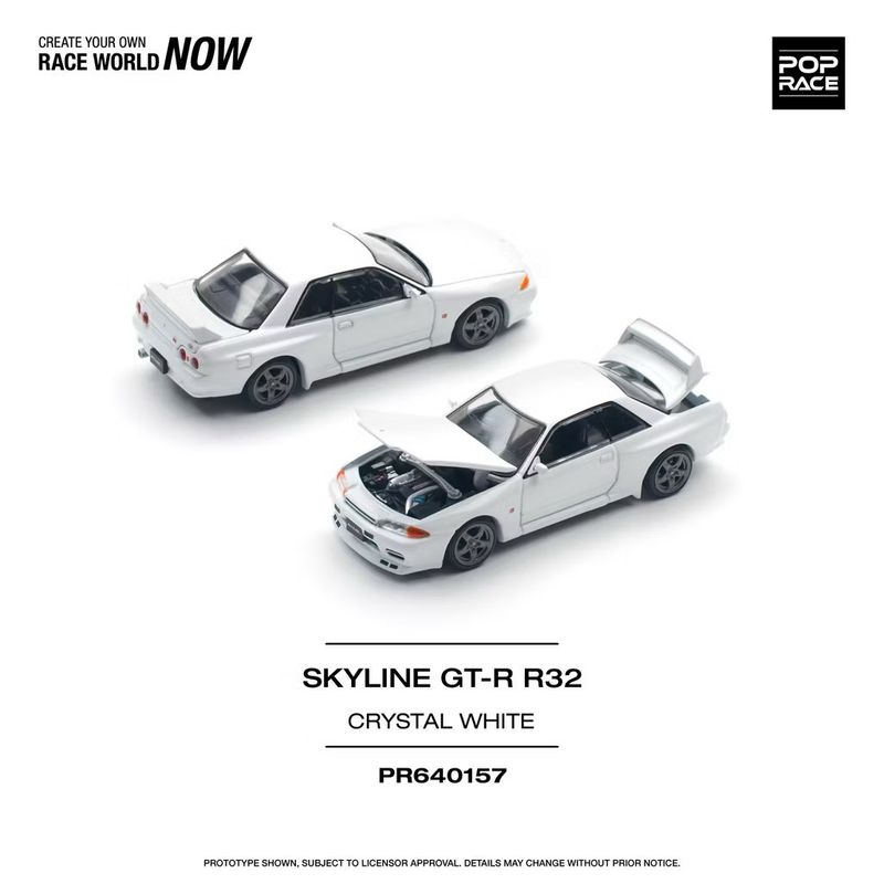 POP RACE Nissan Skyline GT-R R32 Crystal White (PR64-157)