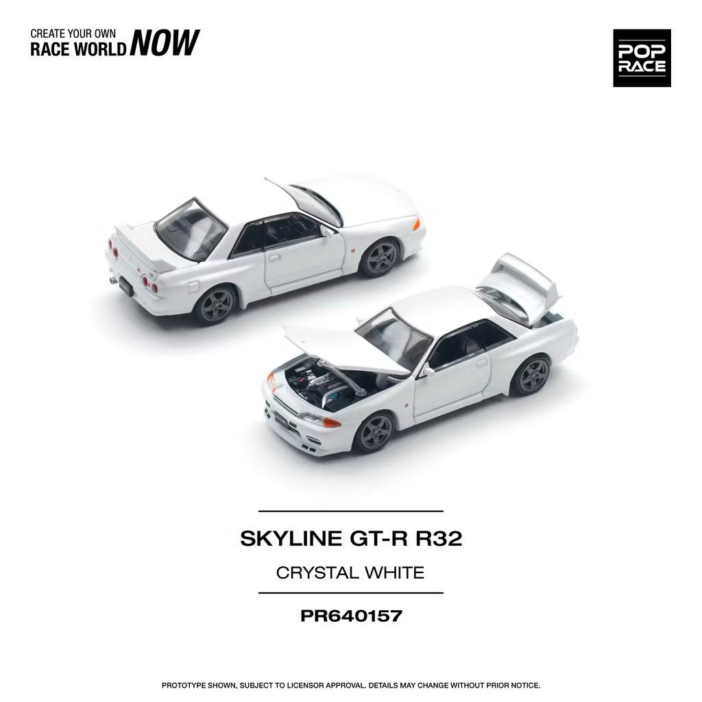 POP RACE Nissan Skyline GT-R R32 Crystal White (PR64-157)