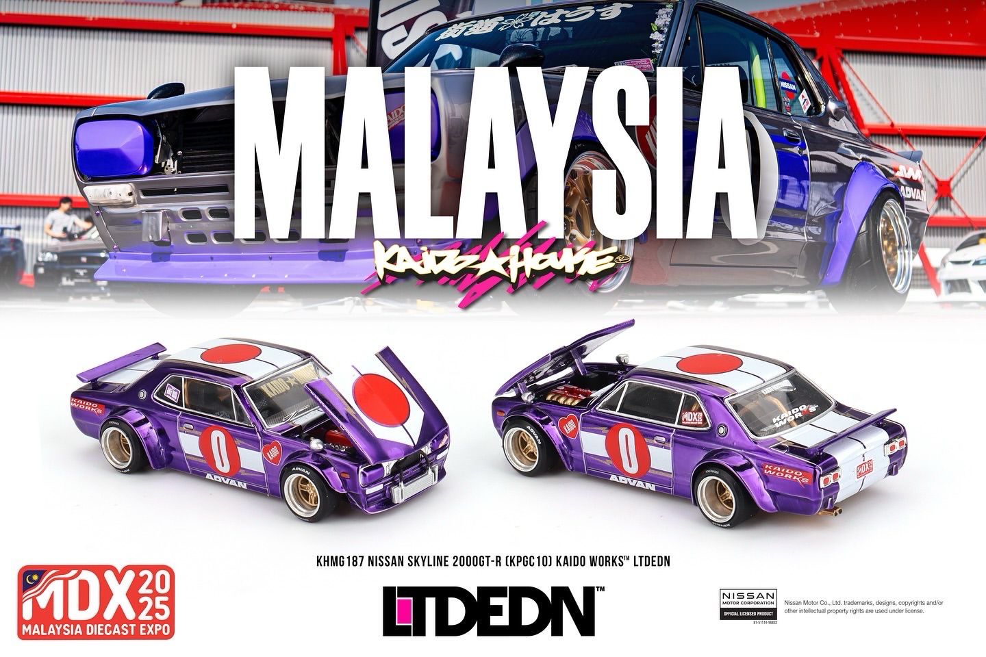 KAIDOHOUSE Nissan Skyline 2000GT-R (KPGC10) Kaido Works LTD EDN (KHMG187) | 2025 Malaysia Diecast Expo