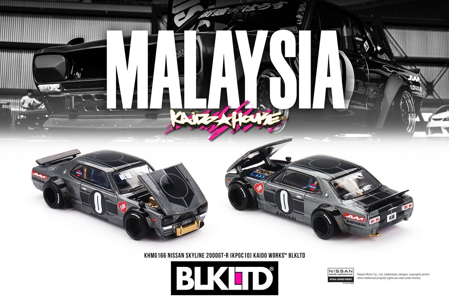 [PREORDER] KAIDOHOUSE Nissan Skyline 2000GT-R (KPGC10) Kaido Works BLK LTD (KHMG166) | 2025 Malaysia Diecast Expo MDX
