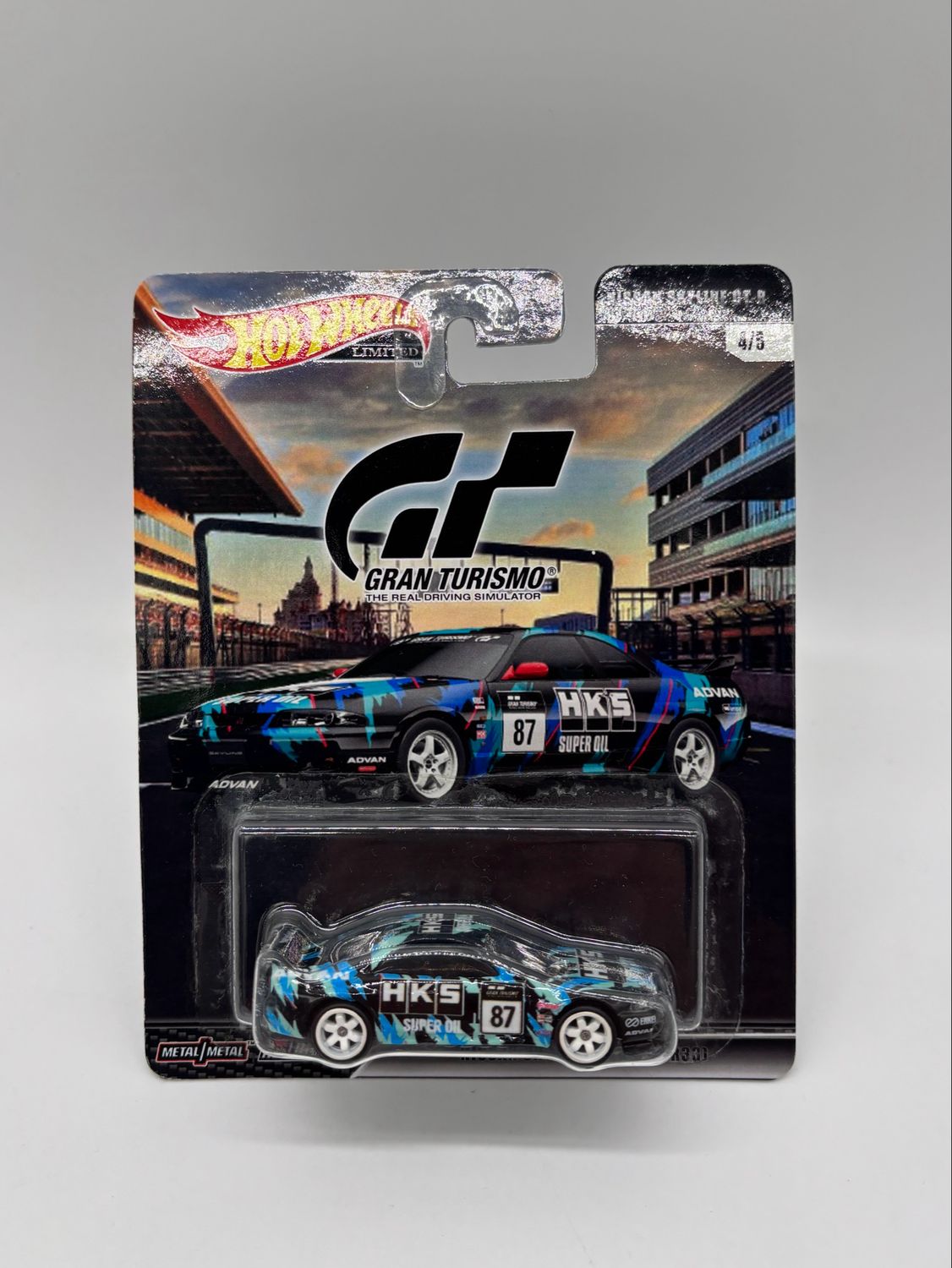 Hot Wheels Gran Turismo Nissan Skyline GT-R (BNR33) HKS Livery Custom in Card