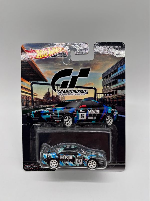 Hot Wheels Gran Turismo Nissan Skyline GT-R (BNR33) HKS Livery Custom in Card