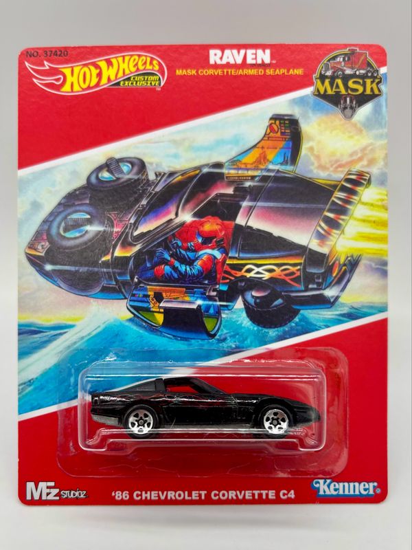 Hot Wheels Raven M.A.S.K ‘96 Chevrolet Corvette C4 Armed Seaplane KENNER Custom in Card