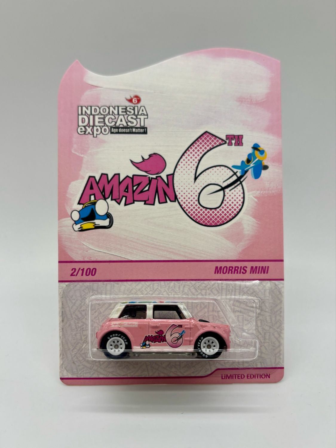 Hot Wheels 6th Indonesia Diecast Expo Morris Mini Pink Custom in Card