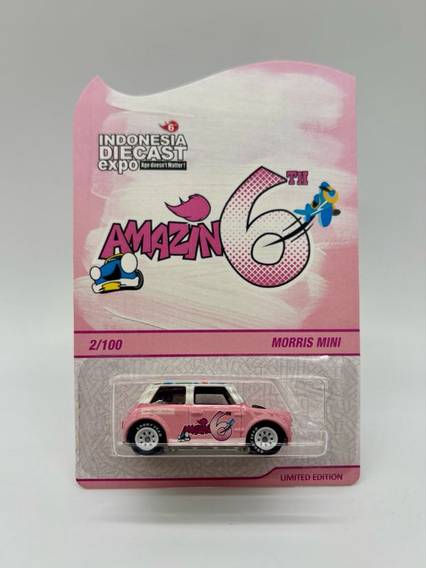 Hot Wheels 6th Indonesia Diecast Expo Morris Mini Pink Custom in Card