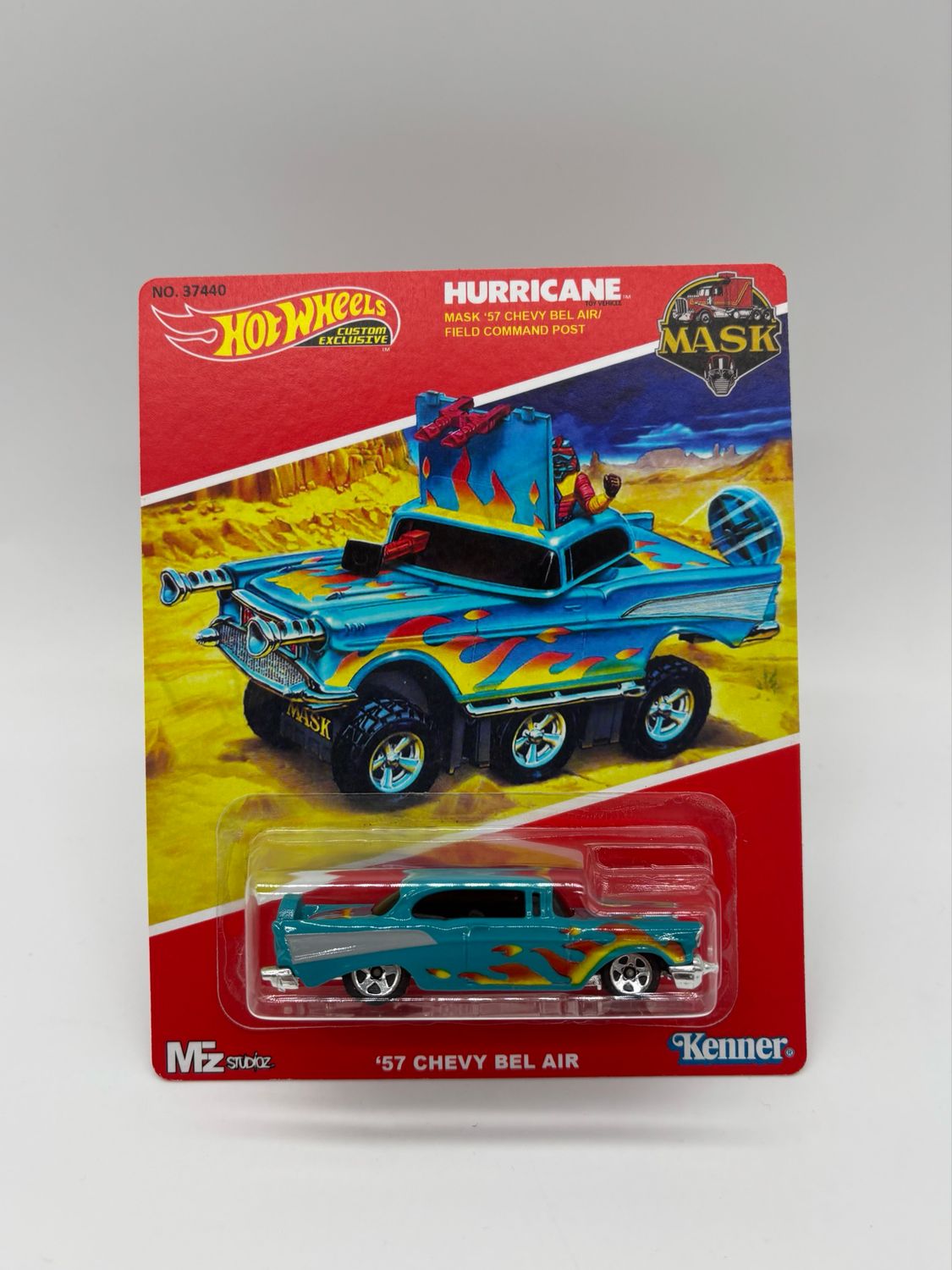 Hot Wheels Hurricane M.A.S.K ‘57 Chevy Bel Air Field Command Post KENNER Custom in Card