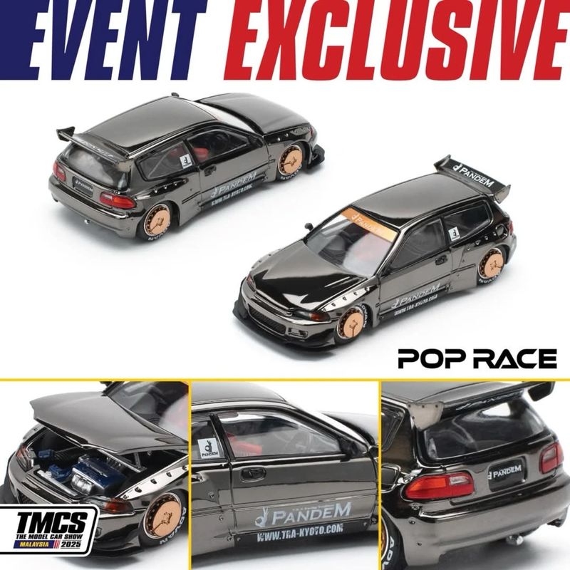 POP RACE Pandem Civic EG Chrome Black | 2025 The Model Car Show MDX
