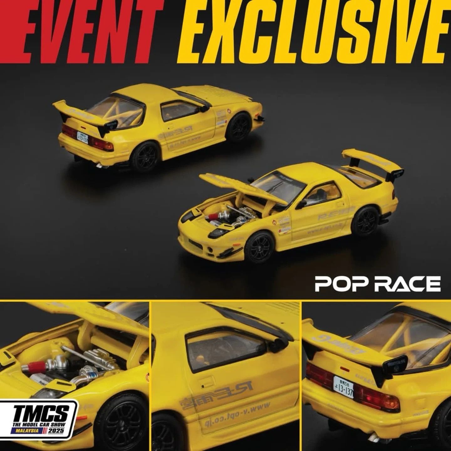 POP RACE Mazda RX-7 RE AMEMIYA FC3S Yellow | 2025 The Model Car Show TMCS