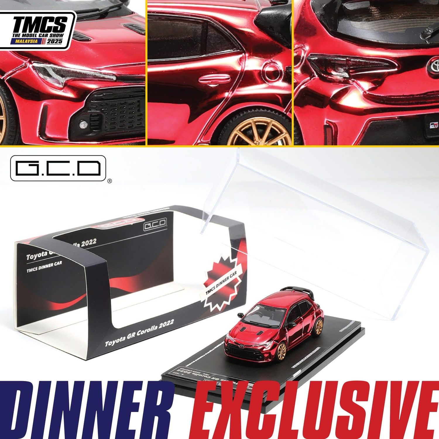 GCD Toyota GR Corolla 2022 Chrome Red Dinner Exclusive | 2025 The Model Car Show TMCS