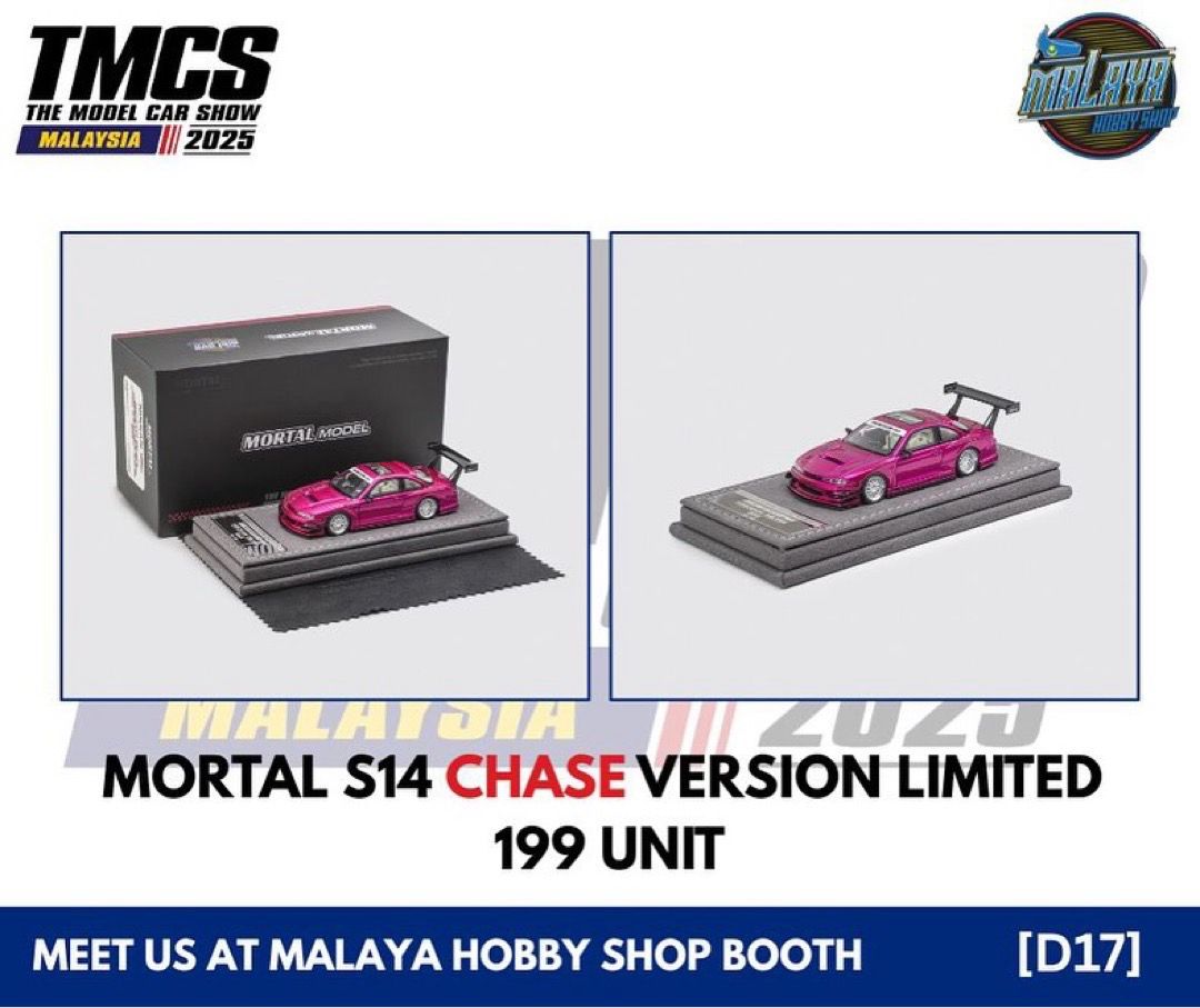 Mortal Model x Hobby Malaya Shop Nissan Silvia S14 Pink Chase | 2025 The Model Car Shop TMCS