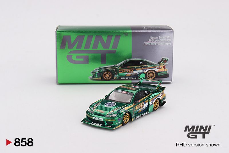 #858 MINI GT Nissan LB-Super Silhouette S15 SILVIA LBWK 2024 Fausto Racing | Liberty Walk Store Exclusive