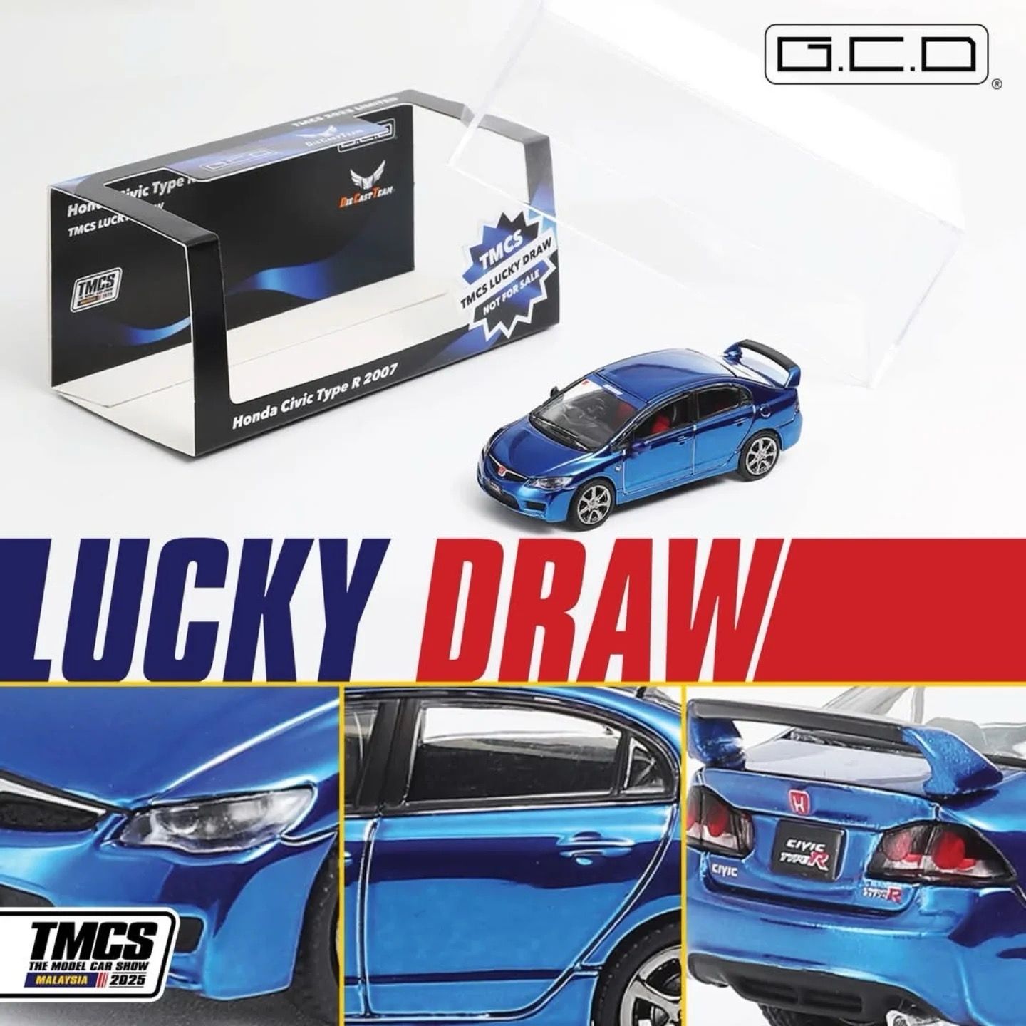 Diecast Team Honda Civic Type R 2007 Chrome Blue Lucky Draw Event Exclusive Model | 2025 The Model Car Show