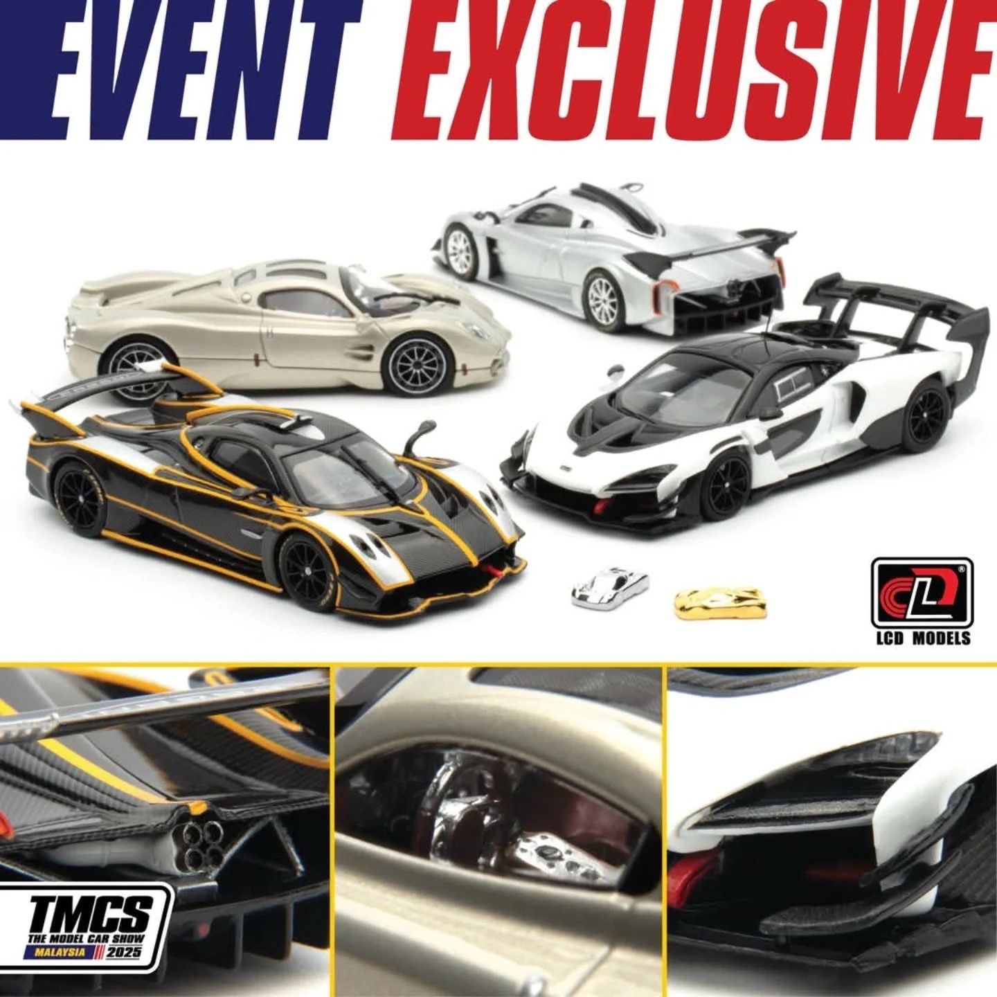 LCD Models McLaren Senna GTR/Pagani Huayra R/Pagani Utopia/ Bundle Set of 4 | 2025 The Model Car Show TMCS
