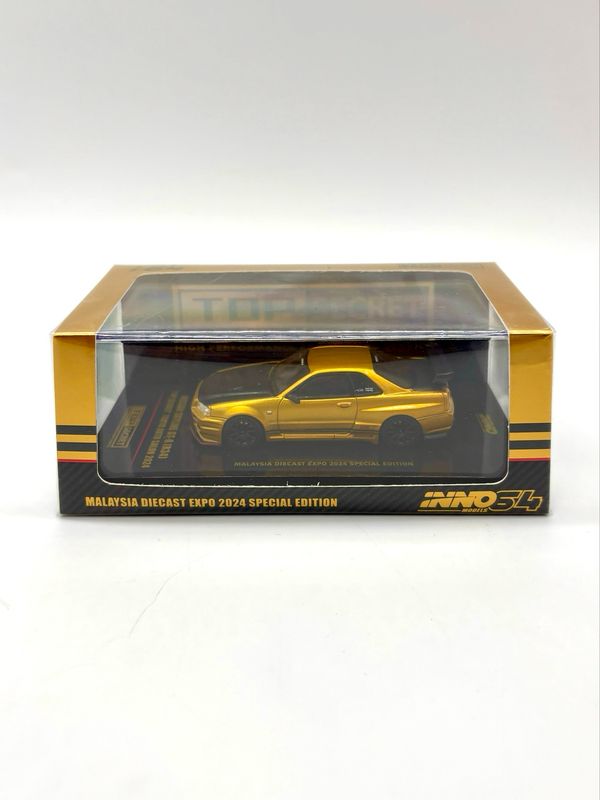 INNO64 Nissan Skyline GT-R34 Top Secret Tokyo Autosalon Gold | 2024 Malaysia Diecast Expo MDX