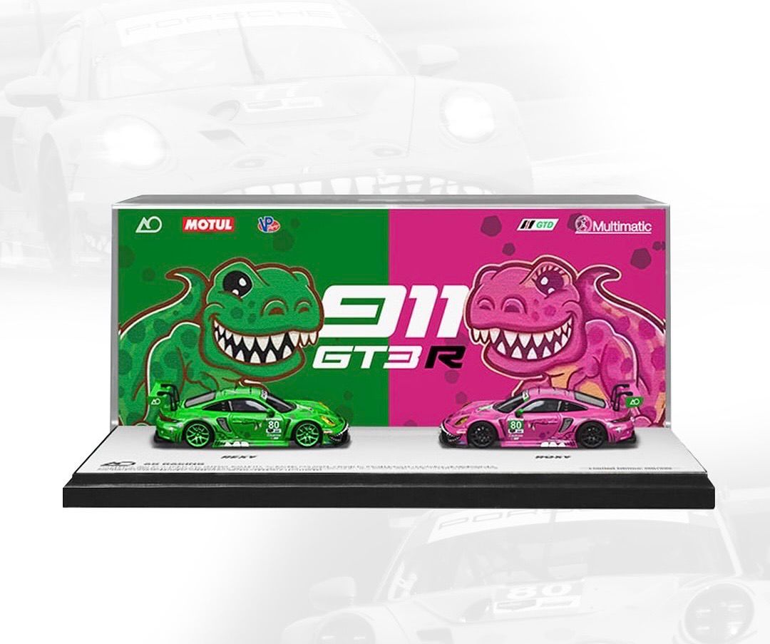 [PREORDER] Star Race AO Racing Rexy &amp; Roxy Porsche 911 GT3R Twin Car Set in Case