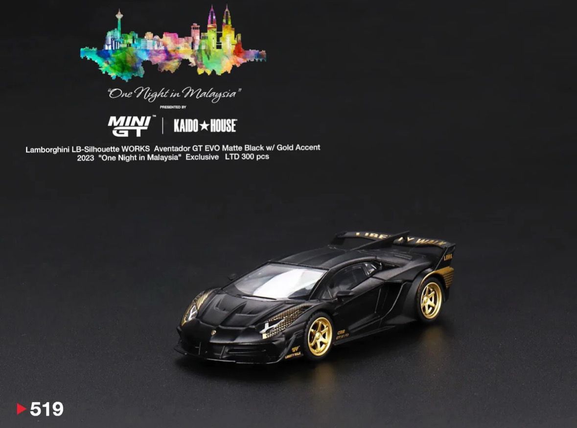 #519 MINI GT Lamborghini LB-Silhouette Works Aventador GT EVO | 2023 One Night in Malaysia | 2023 MDX Malaysia Diecast Expo