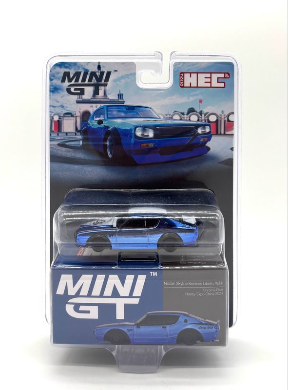 #730 MINI GT Nissan Skyline Kenmeri Liberty Walk Chrome Blue 2024 HEC Hobby Expo China | Car Only