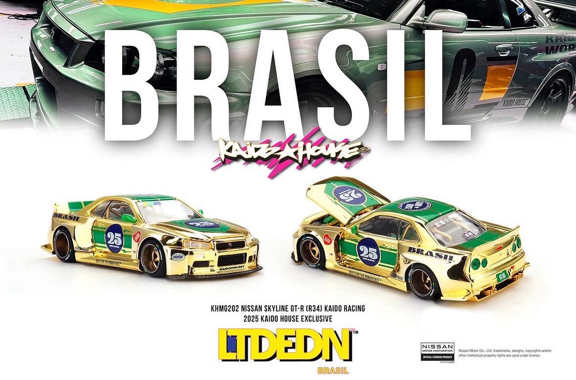 [PREORDER] KAIDOHOUSE LTD EDN Nissan Skyline GT-R (R34) Kaido Racing Exclusive (KHMG204) | 2025 Salao Diecast Brazil