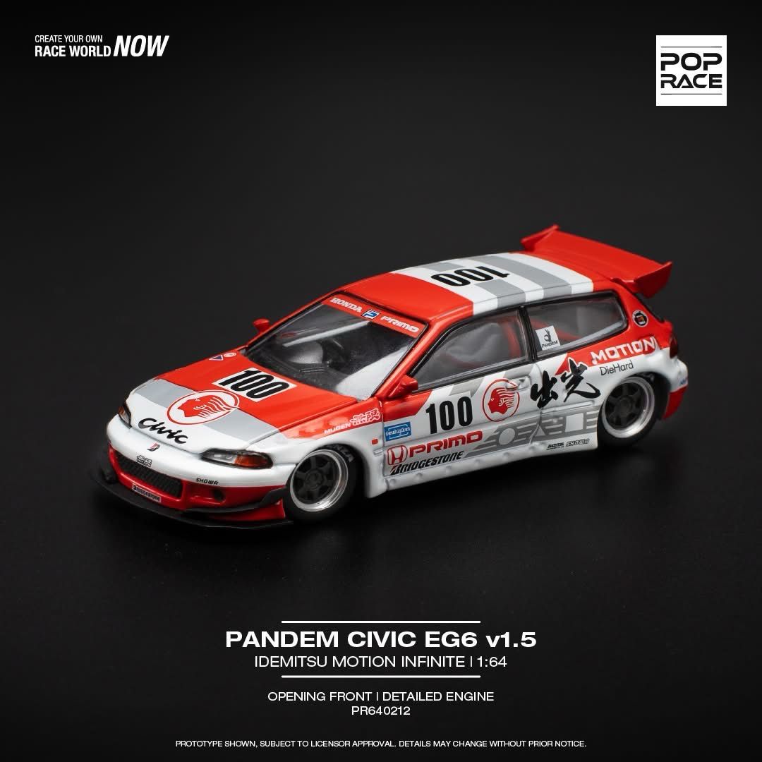POP RACE Pandem Civic EG6 V1.5 Idemitsu Motion Infinite (PR64-212)