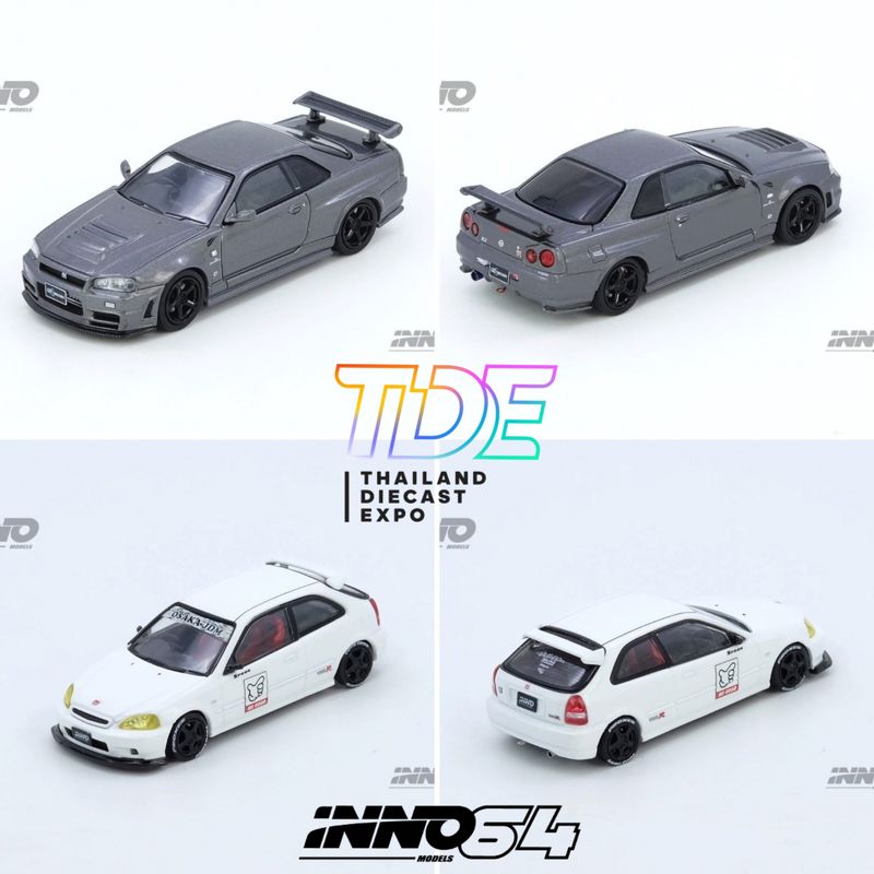 [PREORDER] INNO64 Nissan Skyline GT-R34 &amp; Honda Civic Type-R (EK9) No Good Racing Bundle Set of 2 | 2025 Thailand Diecast Expo